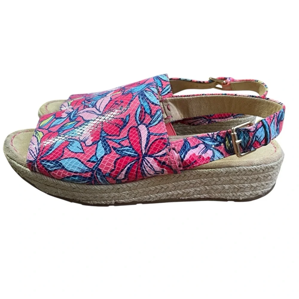 Naturalizer Praline Tropical Floral Espadrille Slingback Sandals Platform 9.5